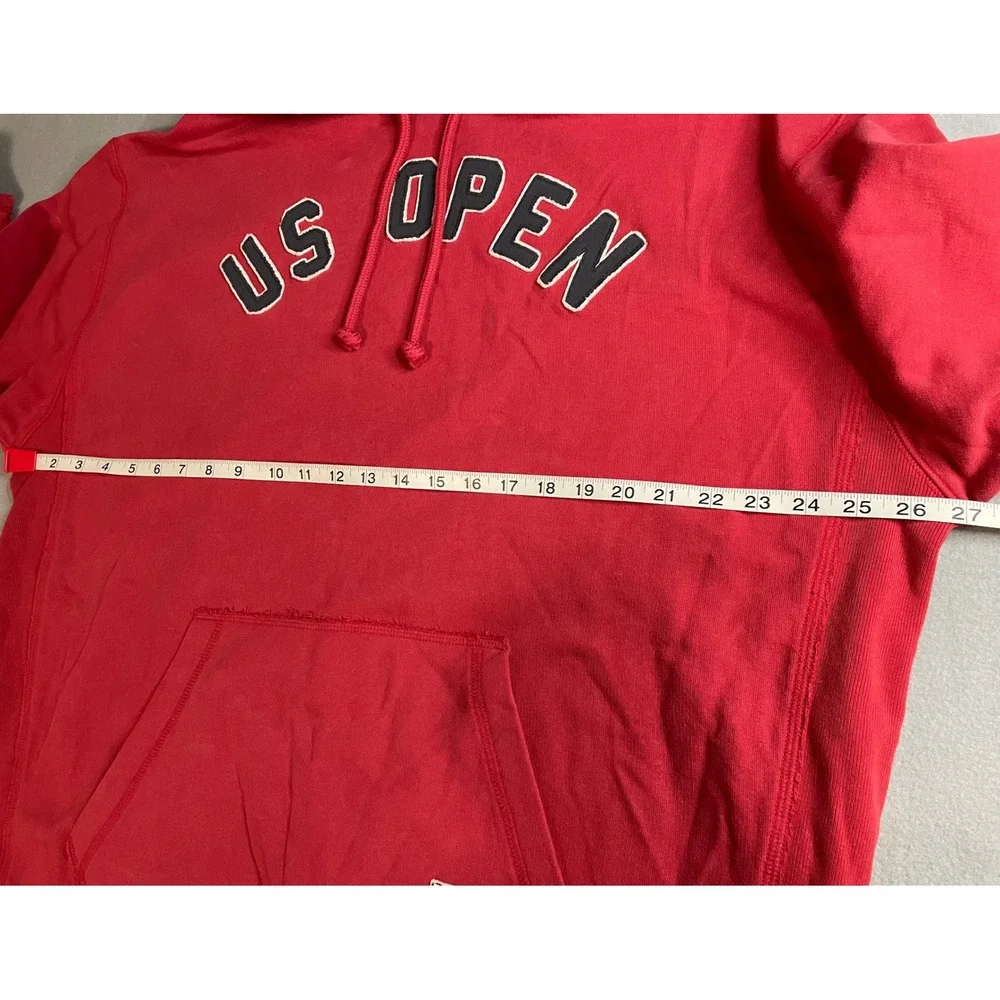 VTG Banner47 US Open‎ 2009 NYC Tennis Hoodie Mens XXL Red Cotton Sweatshirt - Picture 9 of 12